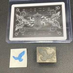 Antique Typeset Stamp Featuring Flying Bird or Eagle